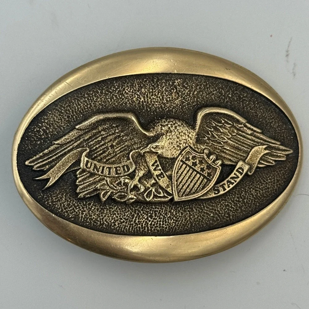 Vintage 1976 Heritage‎ Mint Ltd Solid Brass American Eagle Belt Buckle Patriotic